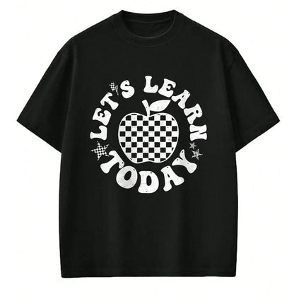 Best Teacher Shirt, Funny Teacher UnisexT-Shirt/Hoodie/Sweatshirt HLT00 - Let's Learn Today Checkered Apple Back to School Teacher T-Shirt