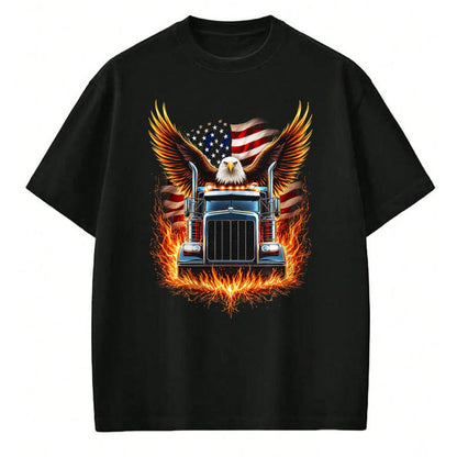 Best Truck Driver Life Shirt, Funny Trucker UnisexT-Shirt/Hoodie/Sweatshirt HLT00 - Trucker Patriotic American Flag Semi Truck Driver Eagle T-Shirt (2)