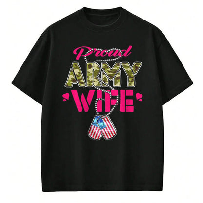 Best Wife Shirt, Wife and Husband Unisex T-Shirt/Hoodie/Sweatshirt HLT00 - Gift for wife T shirt, lucky wife   Proud Army Wife Camo US Flag Dog Tags Pride Military Spouse T-Sh