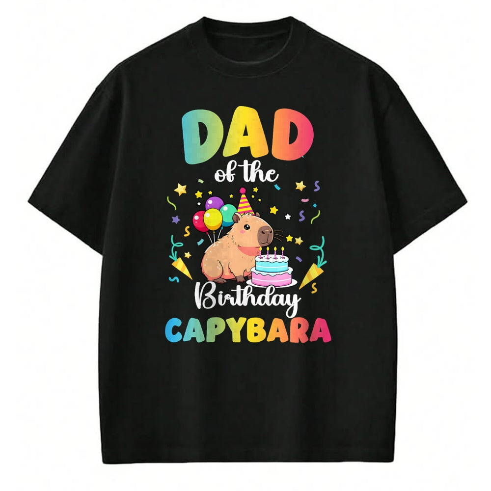 Cute Capybara Shirt, Funny Capybara Unisex T-Shirt/Hoodie/Sweatshirt HLT00 - Dad of The Birthday Girl Capybara Bday Party Family T-Shirt