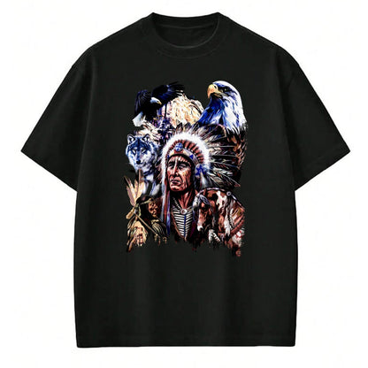 Native American T-Shirts, Vintage Native American Unisex T-Shirt/Hoodie/Sweatshirt HLT00 - American Indigenous Art Native Indian Chief Headdress