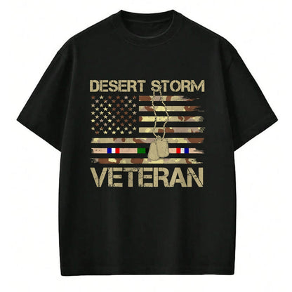 Proud Veteran Shirt, Funny Veteran UnisexT-Shirt/Hoodie/Sweatshirt HLT00 - Patriotic Desert Storm Veteran Distressed Flag US Camouflage T-Shirt