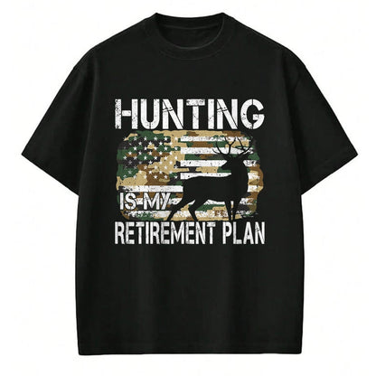 Funny Hunting Shirt, Gift For Hunting Lover Unisex T-Shirt/Hoodie/Sweatshirt HLT00 - Hunting Is My Retirement Plan Deer Camo American USA Flag T-Shirt