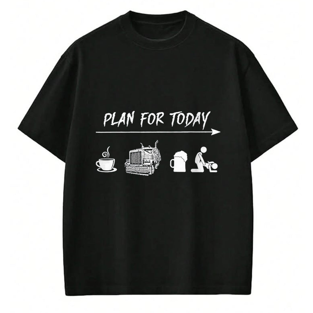 Best Truck Driver Life Shirt, Funny Trucker UnisexT-Shirt/Hoodie/Sweatshirt HLT00 - Plan for Today Coffee Trucking Beer Fuck Tshirt T-Shirt, Men, Dark Heather Grey, XX-Large