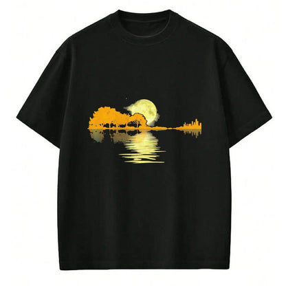 Guitar Lover Shirt, Funny Guitar UnisexT-Shirt/Hoodie/Sweatshirt HLT00 - Guitar Lake Shadow Love Guitar Musician T-Shirt, Men, Black, 3X-Large