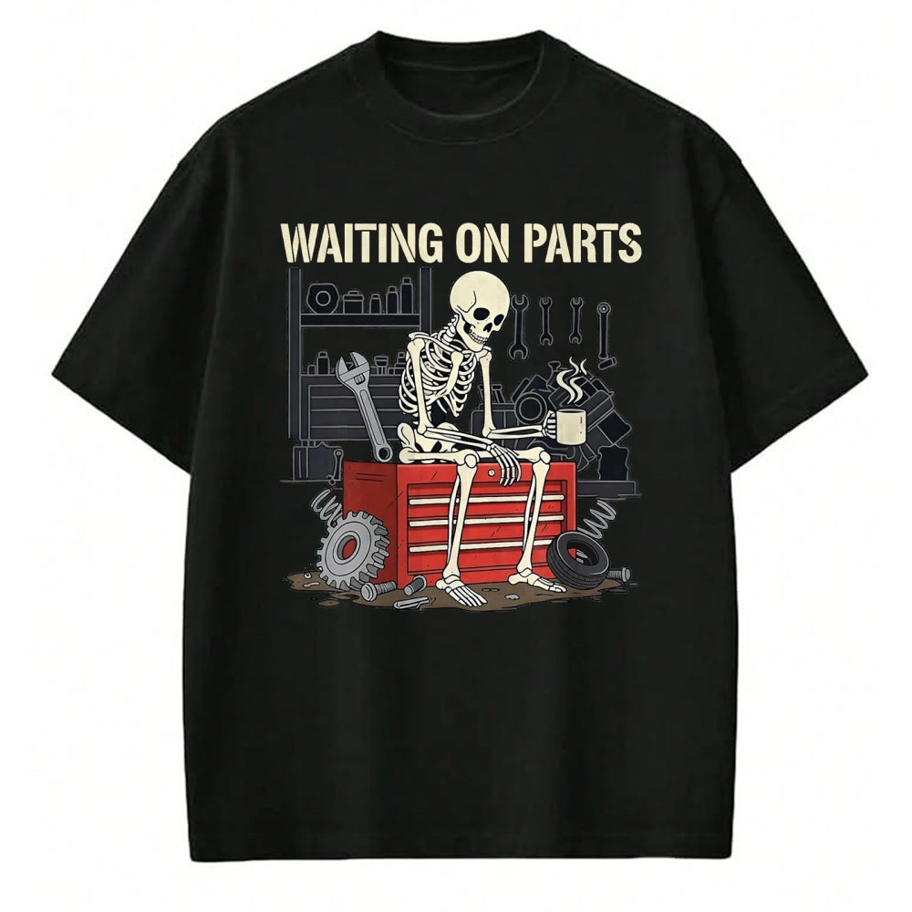Best Mechanic Life Shirt, Funny Mechanic UnisexT-Shirt/Hoodie/Sweatshirt HLT00 - Waiting On Parts Skeleton Garage Auto Mechanic Repair T-Shirt, Men, Black, Large