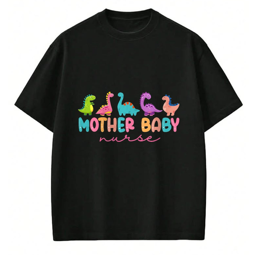 Funny Nurse Shirt, Nurse Unisex T-Shirt/Hoodie/Sweatshirt HLT00 - Women Mother Baby Nurse Dinosaur Postpartum RN Ob Nurse T-Shirt