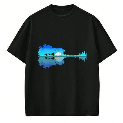 Guitar Lover Shirt, Funny Guitar UnisexT-Shirt/Hoodie/Sweatshirt HLT00 - Guitar Lake Shadow Love Guitar Musician T-Shirt