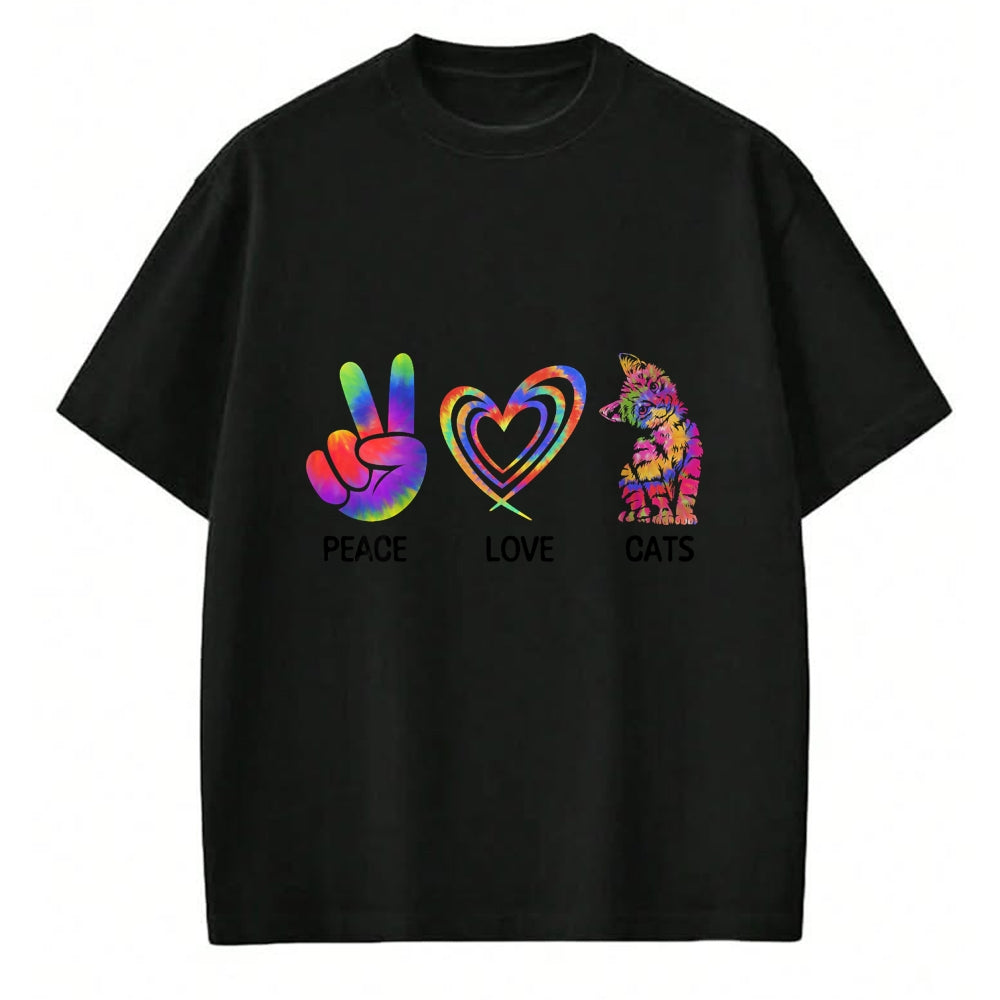 Cat Love Shirt, Funny Cat Lover Gift UnisexT-Shirt/Hoodie/Sweatshirt HLT00 - Peace Love Cats Funny Kitty Cat Lover T-Shirt