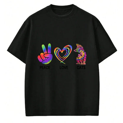 Cat Love Shirt, Funny Cat Lover Gift UnisexT-Shirt/Hoodie/Sweatshirt HLT00 - Peace Love Cats Funny Kitty Cat Lover T-Shirt