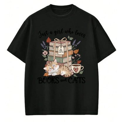 Cat Love Shirt, Funny Cat Lover Gift UnisexT-Shirt/Hoodie/Sweatshirt HLT00 - Pretty Just a Girl Who Loves Books and Cats Cat Lover Long Sleeve T-Shirt