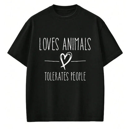 Cat Love Shirt, Funny Cat Lover Gift UnisexT-Shirt/Hoodie/Sweatshirt HLT00 - Loves Animals tolerates People Friends Cat Lover & Dog Love Long Sleeve T-Shirt