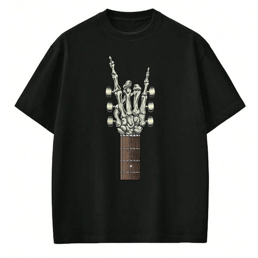 Guitar Lover Shirt, Funny Guitar UnisexT-Shirt/Hoodie/Sweatshirt HLT00 - Rock On Skeleton Hand Guitar Gifts Men Graphic Tee Rock Band T-Shirt