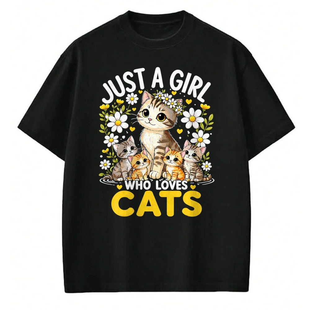 Cat Love Shirt, Funny Cat Lover Gift UnisexT-Shirt/Hoodie/Sweatshirt HLT00 - Cute Cat Lover Just A Girl Who Loves Cats T-Shirt (1)