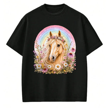 Best Horse Lover Shirt , Funny Horse UnisexT-Shirt/Hoodie/Sweatshirt HLT00 - Girls who Love Horses Birthday Party Costume Rainbow Flowers T-Shirt
