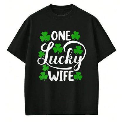 Best Wife Shirt, Wife and Husband Unisex T-Shirt/Hoodie/Sweatshirt HLT00 - Gift for wife T shirt, lucky wife   Womens One Lucky Wife Funny St Patrick's Day Shamrocks V-Neck T-