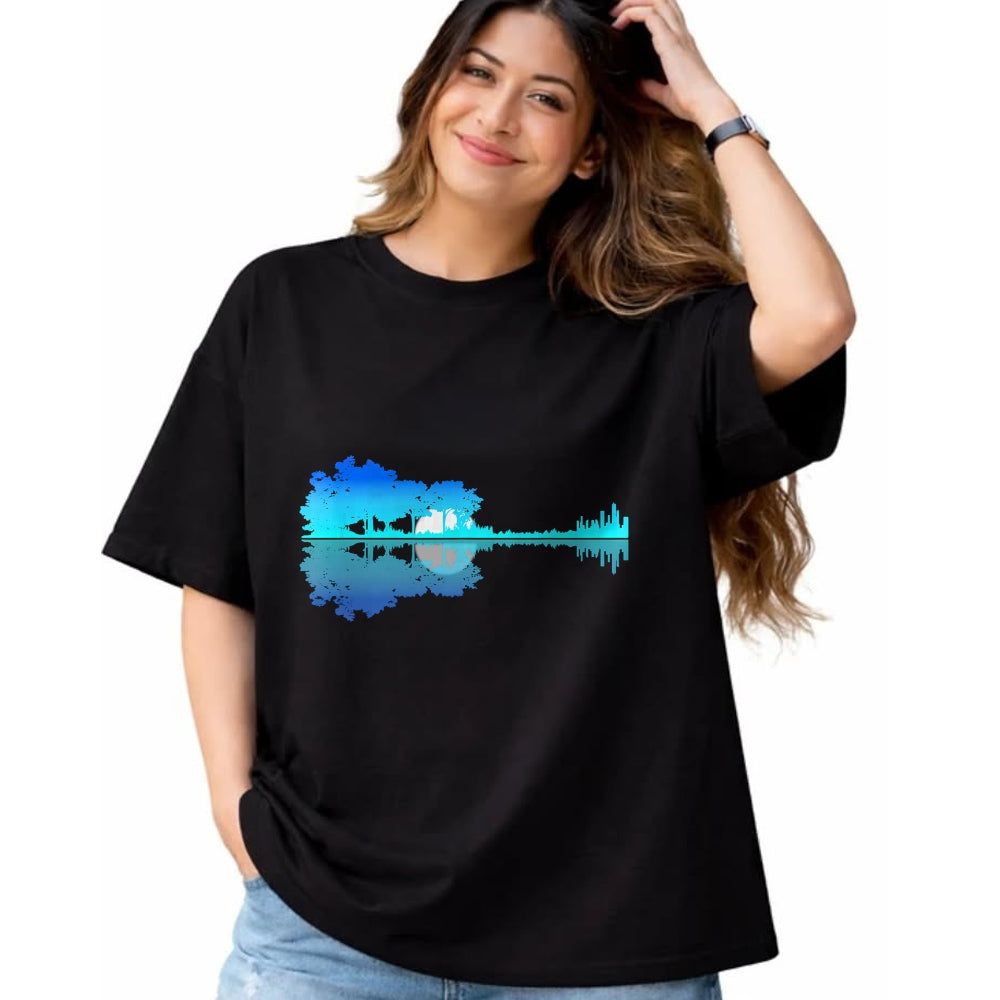 Guitar Lover Shirt, Funny Guitar UnisexT-Shirt/Hoodie/Sweatshirt HLT00 - Guitar Lake Shadow Love Guitar Musician T-Shirt