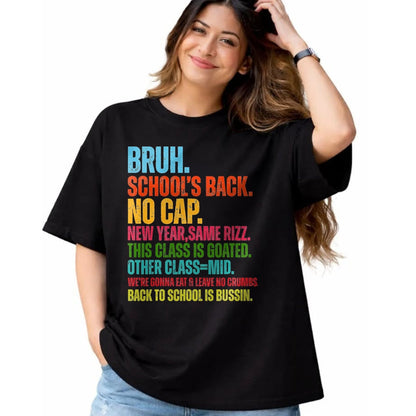 Best Student Shirt, Funny Back To School UnisexT-Shirt/Hoodie/Sweatshirt HLT00 - Vintage Bruh We Back No Cap Bruh We_re Back Student Teacher T-Shirt, Men, Black, 3X-Large
