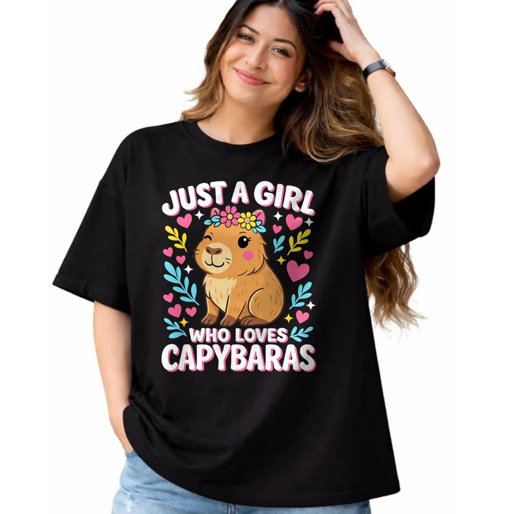 Cute Capybara Shirt, Funny Capybara Unisex T-Shirt/Hoodie/Sweatshirt HLT00 - Cute Rodent Animal Just a Girl who loves Capybaras T-Shirt