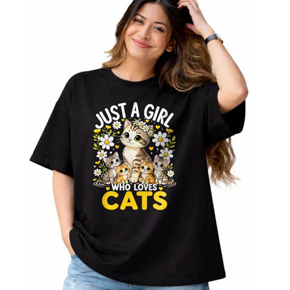 Cat Love Shirt, Funny Cat Lover Gift UnisexT-Shirt/Hoodie/Sweatshirt HLT00 - Cute Cat Lover Just A Girl Who Loves Cats T-Shirt