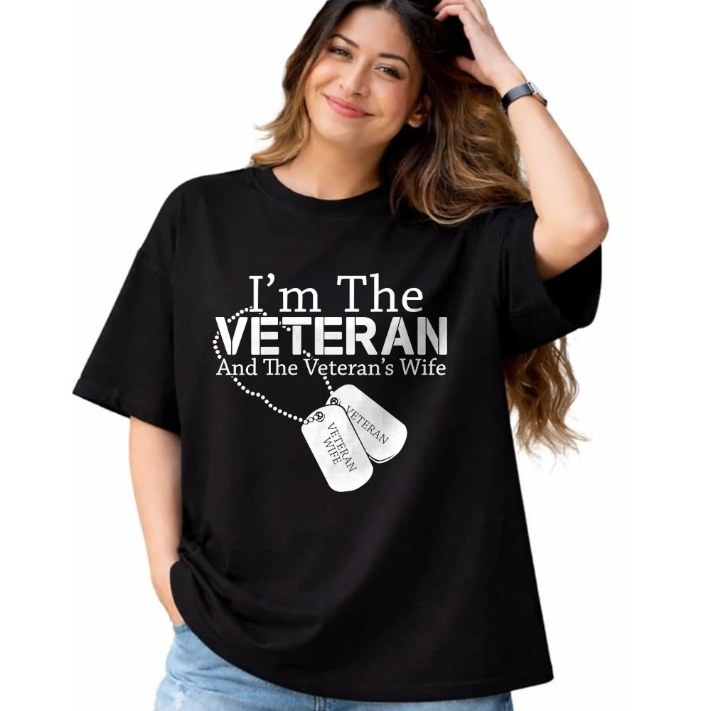 Proud Veteran Shirt, Funny Veteran UnisexT-Shirt/Hoodie/Sweatshirt HLT00 - Womens I Am The Veteran Veterans Day US Military Patriotic V-Neck T-Shirt