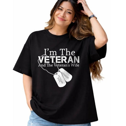 Proud Veteran Shirt, Funny Veteran UnisexT-Shirt/Hoodie/Sweatshirt HLT00 - Womens I Am The Veteran Veterans Day US Military Patriotic V-Neck T-Shirt