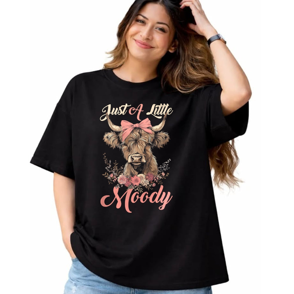 Best Farmer Life Shirt, Funny Farmer UnisexT-Shirt/Hoodie/Sweatshirt HLT00 - Highland Cow Just A Little Moody Flower Funny Farm Farmer T-Shirt