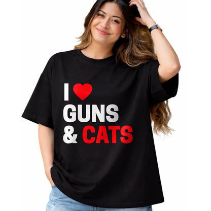 Cat Love Shirt, Funny Cat Lover Gift UnisexT-Shirt/Hoodie/Sweatshirt HLT00 - Cat Lovers Gifts for Men _ Women Funny I Love Guns _ Cats T-Shirt (1)