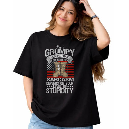 Proud Veteran Shirt, Funny Veteran UnisexT-Shirt/Hoodie/Sweatshirt HLT00 - I_m A Grumpy Old Veteran Funny Army US Flag Grandpa T-Shirt
