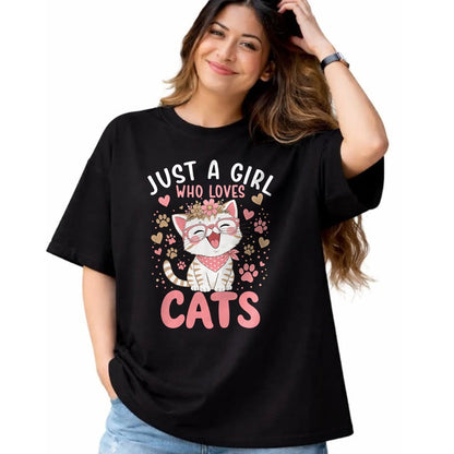 Cat Love Shirt, Funny Cat Lover Gift UnisexT-Shirt/Hoodie/Sweatshirt HLT00 - Just A Girl Who Loves Cats Cute Floral Animals Lover T-Shirt