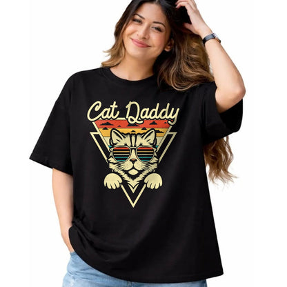 Cat Love Shirt, Funny Cat Lover Gift UnisexT-Shirt/Hoodie/Sweatshirt HLT00 - Cat Daddy Retro Sunglasses Cat Fur Dad Papa Vintage Cat Dad T-Shirt