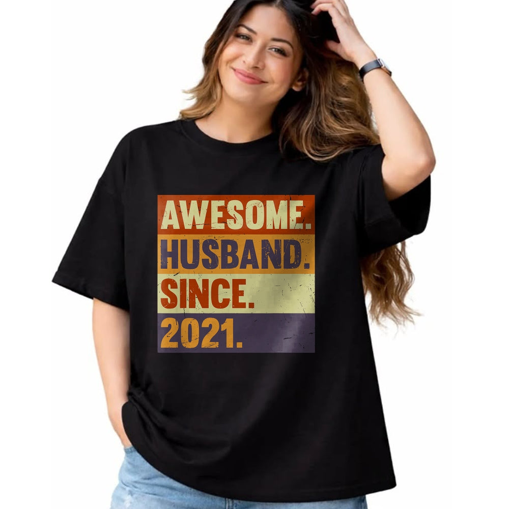 Best Wife Shirt, Wife and Husband Unisex T-Shirt/Hoodie/Sweatshirt HLT00 - 3rd Year Wedding Anniversary Epic Awesome Husband Since 2021 T-Shirt