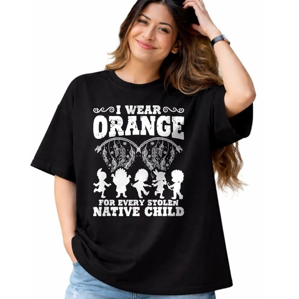 Native American T-Shirts, Vintage Native American Unisex T-Shirt/Hoodie/Sweatshirt HLT00 - Indian Pride Native American Orange For Native Child