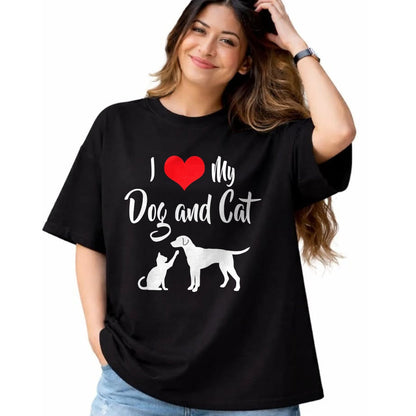 Cat Love Shirt, Funny Cat Lover Gift UnisexT-Shirt/Hoodie/Sweatshirt HLT00 - I Love My Dog And Cat T-Shirt (1)