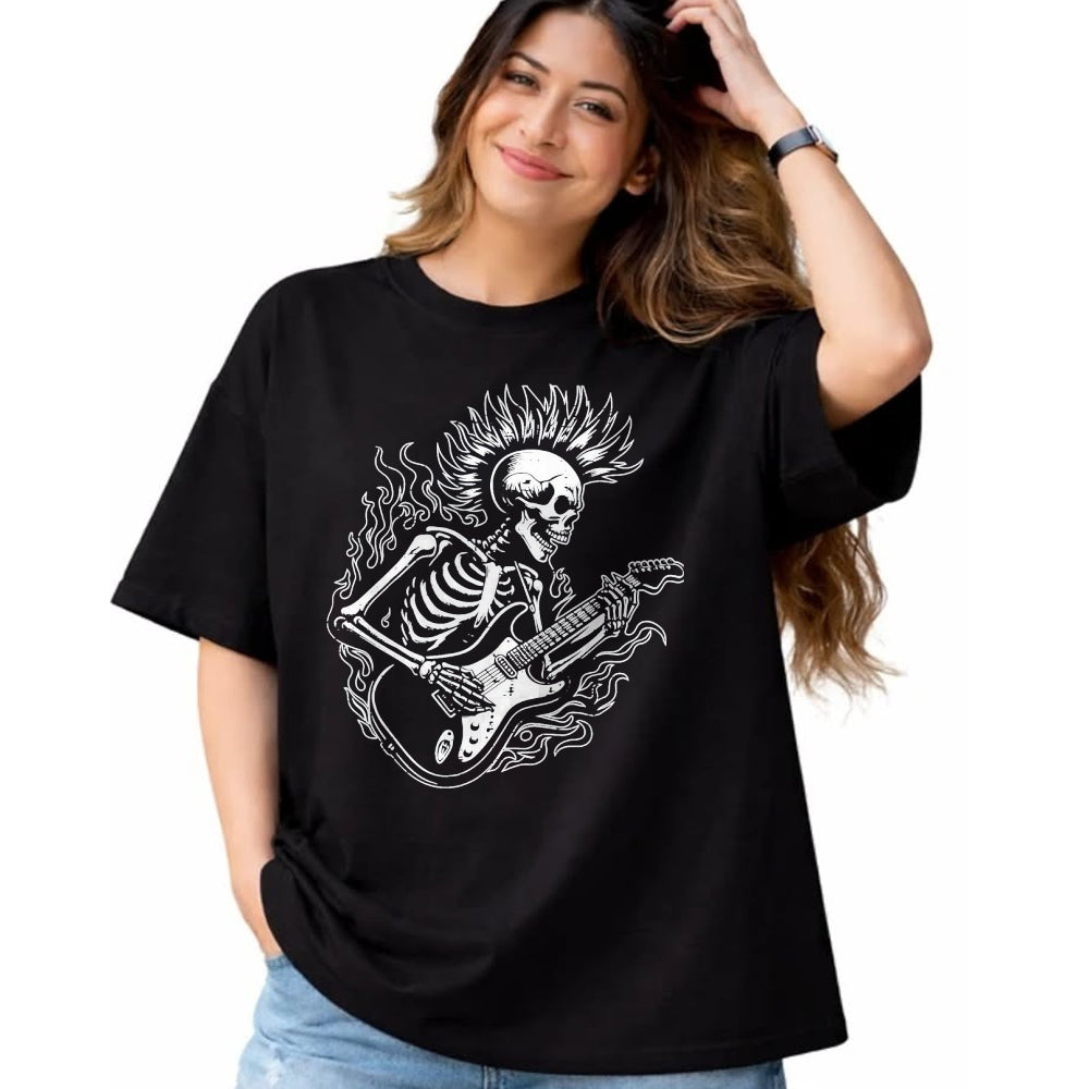 Guitar Lover Shirt, Funny Guitar UnisexT-Shirt/Hoodie/Sweatshirt HLT00 - Punk Rock Skeleton Electric Guitar Rocker Men Boys Kids T-Shirt, Men, Black, Large
