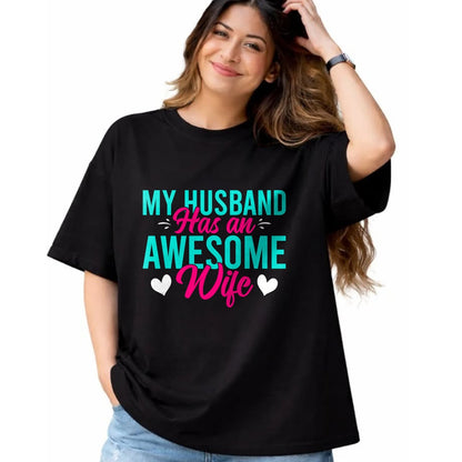 Best Wife Shirt, Wife and Husband Unisex T-Shirt/Hoodie/Sweatshirt HLT00 - My Husband has an awesome Wife T-Shirt (1)