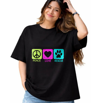 Dog Love Shirt, Dog Lover Gift T-Shirt/Hoodie/Sweatshirt HLT00 - Peace Love Rescue Dogs Distressed Graphic Animal Lovers Long Sleeve T-Shirt