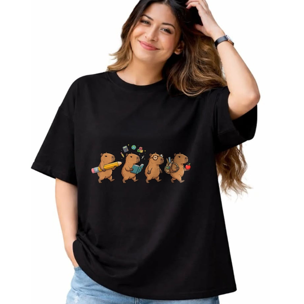 Cute Capybara Shirt, Funny Capybara Unisex T-Shirt/Hoodie/Sweatshirt HLT00 - Funny Capybara Back to School Teacher Student T-Shirt