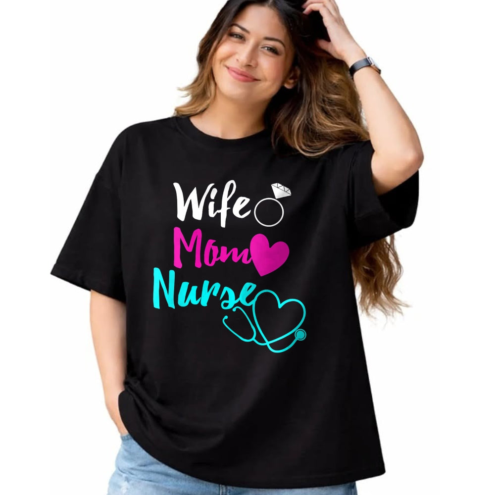 Funny Nurse Shirt, Nurse Unisex T-Shirt/Hoodie/Sweatshirt HLT00 - Womens Wife Mom Nurse Womens RN LPN Mothers Day Gift For Nurses V-Neck T-Shirt