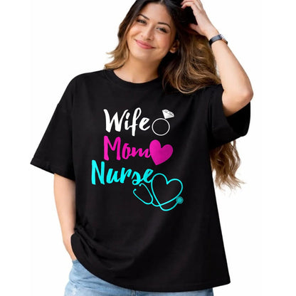 Funny Nurse Shirt, Nurse Unisex T-Shirt/Hoodie/Sweatshirt HLT00 - Womens Wife Mom Nurse Womens RN LPN Mothers Day Gift For Nurses V-Neck T-Shirt