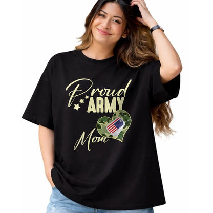 Gift for Dad Shirt, Funny Dad Unisex T-Shirt/Hoodie/Sweatshirt HLT00 – Proud Army MOM Camouflage Dog Tag USA American Flag V-Neck T-Shirt