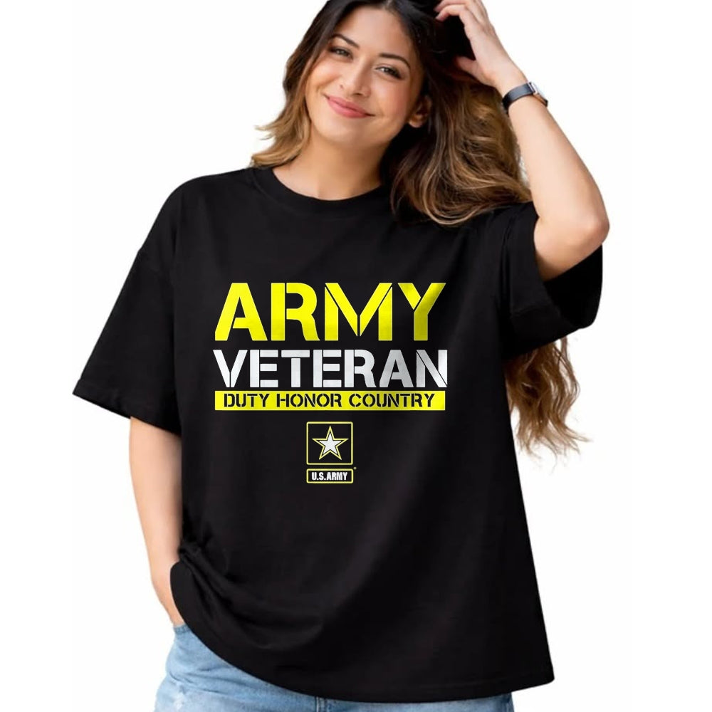 Proud Veteran Shirt, Funny Veteran UnisexT-Shirt/Hoodie/Sweatshirt HLT00 - US Army Veteran Duty Honor Land T-Shirt, Men, Black, 3X-Large