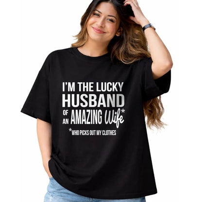 Best Wife Shirt, Wife and Husband Unisex T-Shirt/Hoodie/Sweatshirt HLT00 - Gift for wife T shirt, lucky wife   Womens Lucky Husband Of A Wife Who Picks Out My Clothes V-Neck T