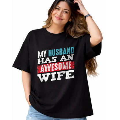 Best Wife Shirt, Wife and Husband Unisex T-Shirt/Hoodie/Sweatshirt HLT00 - My Husband Has An Awesome Wife Couple Romantic Heart Love T-Shirt