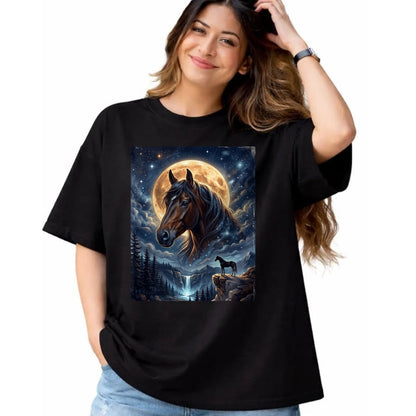 Best Horse Lover Shirt , Funny Horse UnisexT-Shirt/Hoodie/Sweatshirt HLT00 -Mystical Retro Majestic Horse Spirit Animal Full Moon Nature T-Shirt