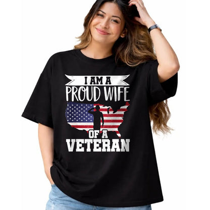 Best Wife Shirt, Wife and Husband Unisex T-Shirt/Hoodie/Sweatshirt HLT00 - Gift for wife T shirt, lucky wife   Proud Wife Of Veteran Nothing Scares Patriotic Veterans Day T-Sh