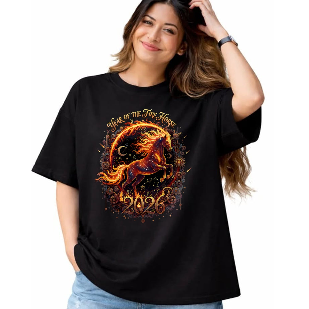 Best Horse Lover Shirt , Funny Horse UnisexT-Shirt/Hoodie/Sweatshirt HLT00 - Year of The Fire Horse 2026 Lunar Chinese New Year Zodiac T-Shirt