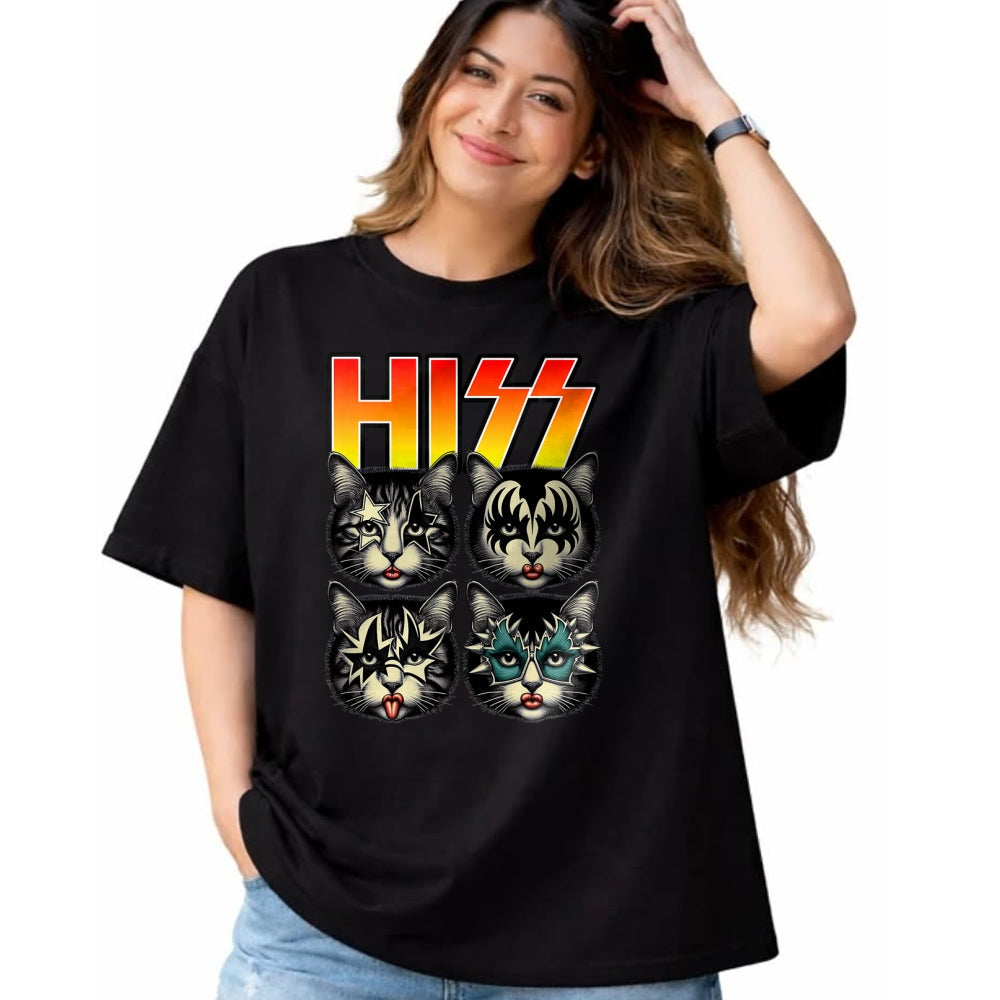 Cat Love Shirt, Funny Cat Lover Gift UnisexT-Shirt/Hoodie/Sweatshirt HLT00 - Retro Cat Rock Music Concert Band Hiss Funny Cat Kitten Love T-Shirt (1)