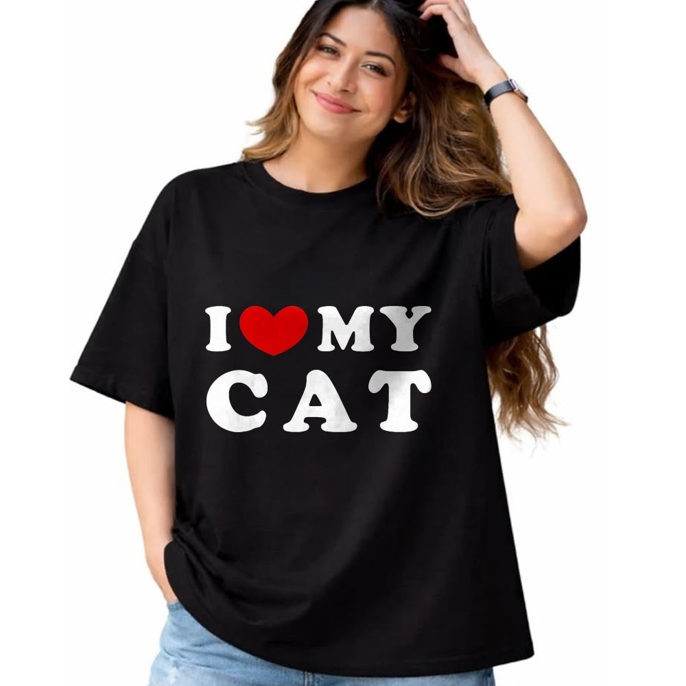 Cat Love Shirt, Funny Cat Lover Gift UnisexT-Shirt/Hoodie/Sweatshirt HLT00 - I Love My Cat, I Heart My Cat T-Shirt, Men, Black, 3X-Large