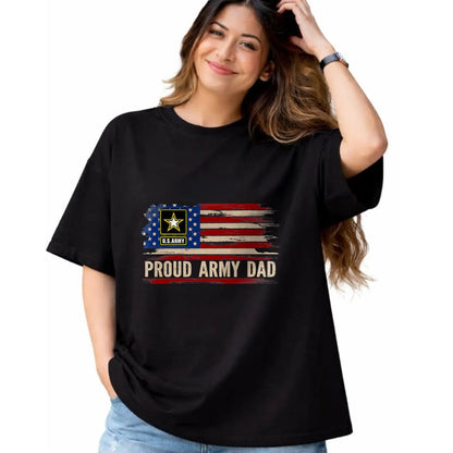 Gift for Dad Shirt, Funny Dad Unisex T-Shirt/Hoodie/Sweatshirt HLT00 – Vintage Proud Army Dad American Flag Veteran Gift T-Shirt